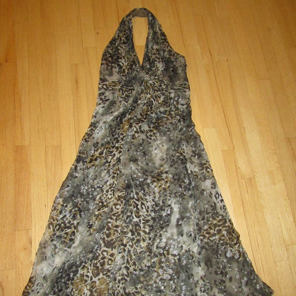 TADASHI COLLECTION HALTER DRESS/GREENS/SILK/SIZE 12!